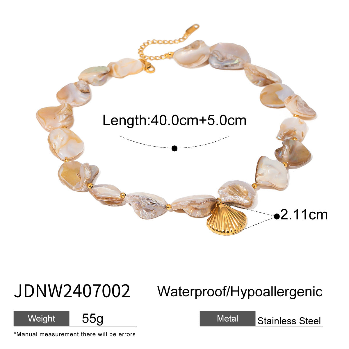 Wholesale Beach vacation style titanium steel shell necklace clavicle chain